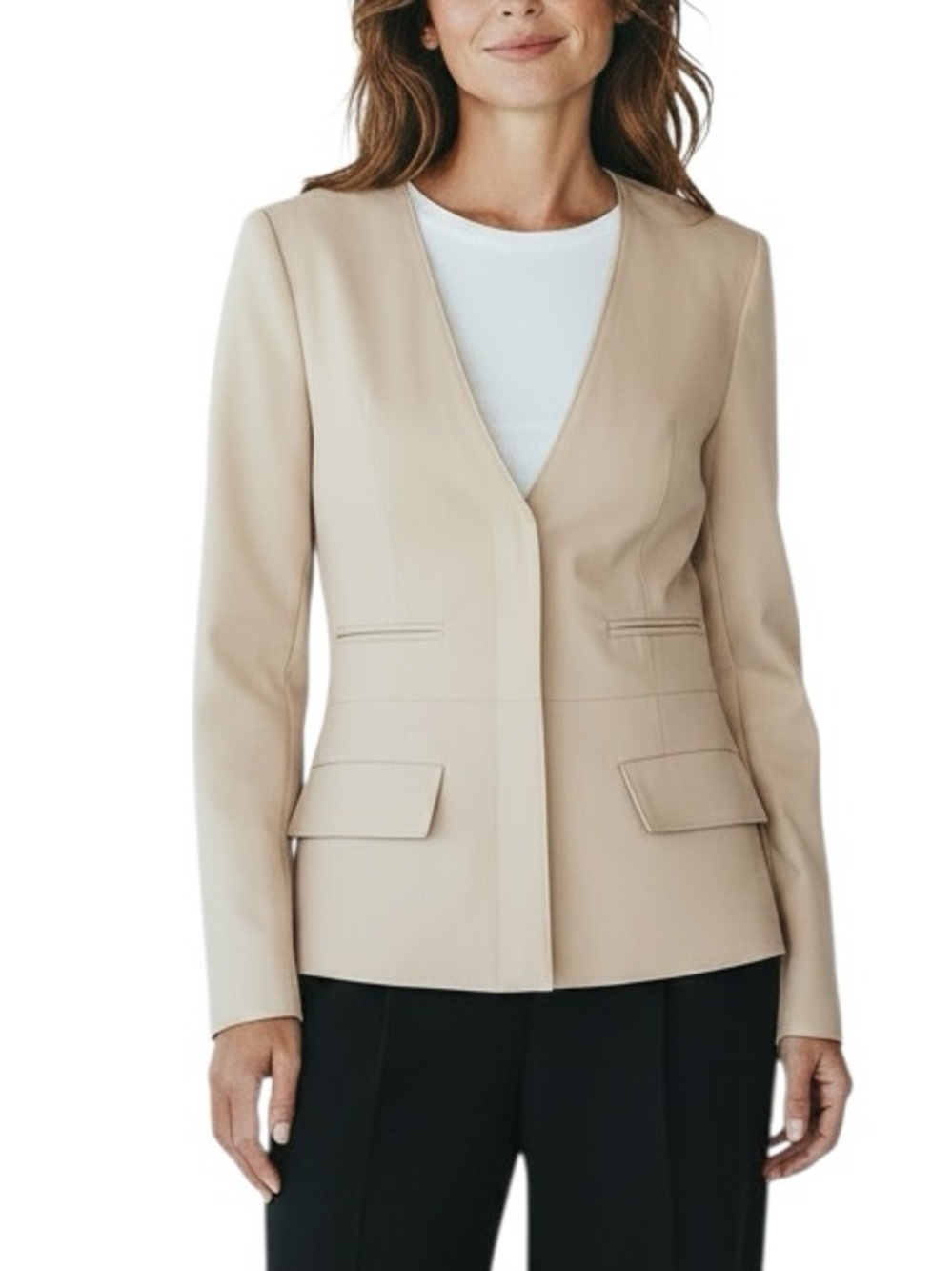 Judith & Charles cotton blend tailored beige blazer size 8 like new condition